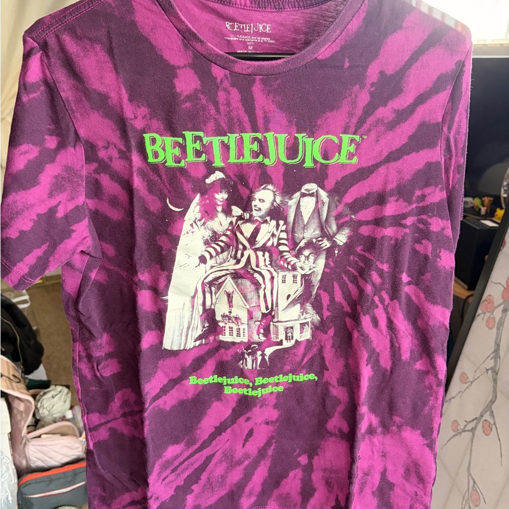 Beetlejuice purple dye graphic tee shirt